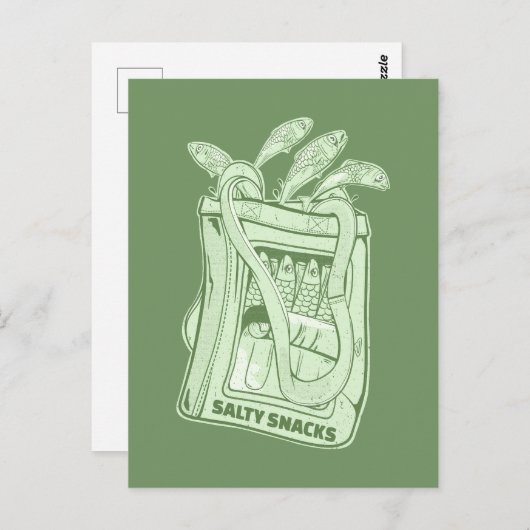 Tin van sardines zoute snack briefkaart (Voorkant / Achterkant)