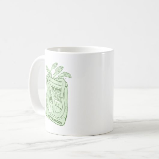 Tin van sardines zoute snack koffiemok (Voorkant links)