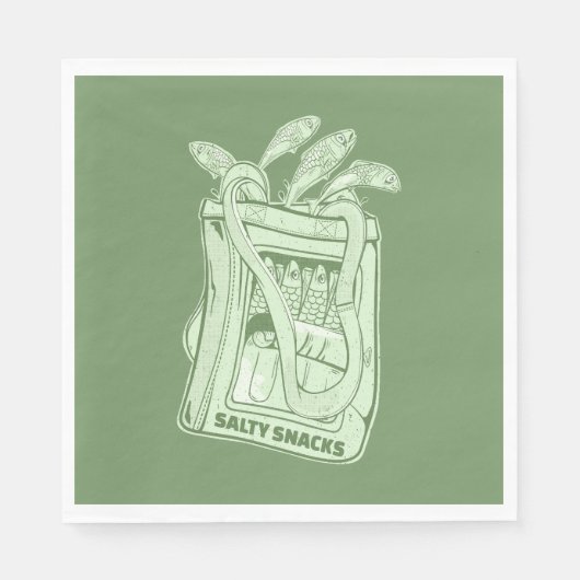 Tin van sardines zoute snack servet (Voorkant)
