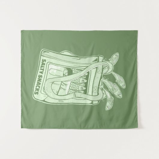Tin van sardines zoute snack wandkleed (Voorkant (horizontaal))