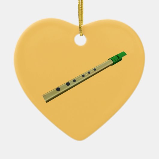 Tin Whistle Gold Green Birthday kerst Heart Keramisch Ornament (Voorkant)