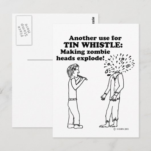 Tin Whistle Zombie Explode Briefkaart (Voorkant / Achterkant)