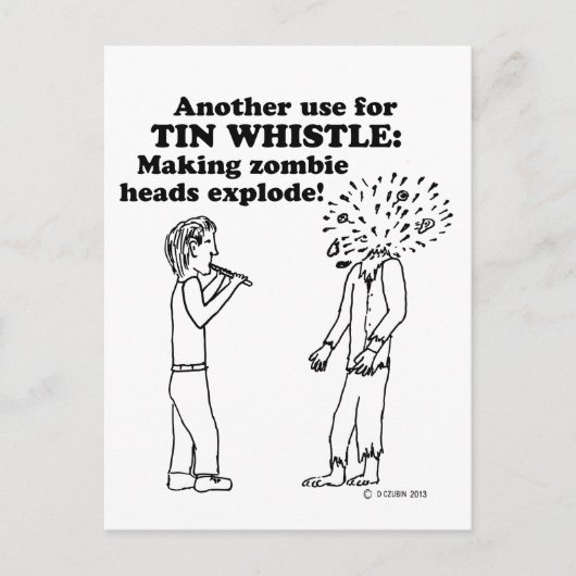 Tin Whistle Zombie Explode Briefkaart (Voorkant)