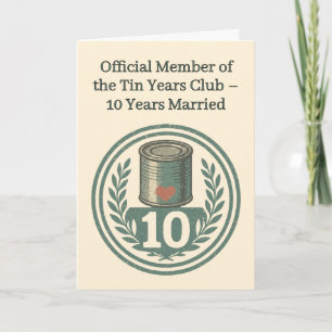 Tin Years Club Vintage Embleem 10e verjaardag Kaart