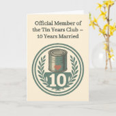 Tin Years Club Vintage Emblem 10th Anniversary Kaart (Gele Bloem)
