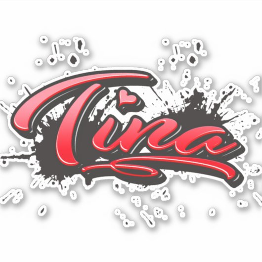 Tina red Heart Graffiti Aufkleber Sticker (Voorkant)
