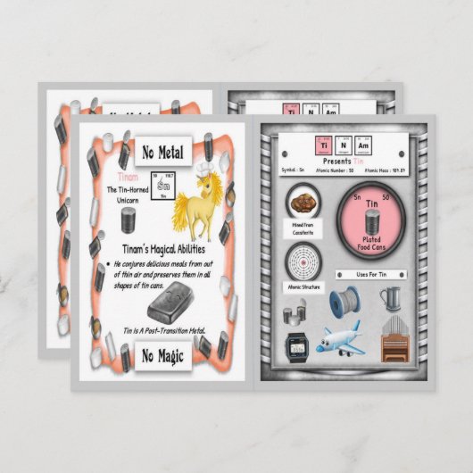 Tinam - Tin Horn Unicorn Game Kaart (Voorkant / Achterkant)