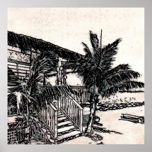 Tina's Beach Shack, Long Island, Bahamas Poster (Voorkant)