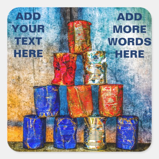 Tinblikjes - na de lunch vierkante sticker (Voorkant)