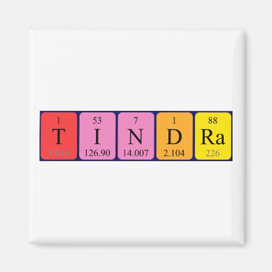 Tindra periodiek table name magnet (Voorkant)