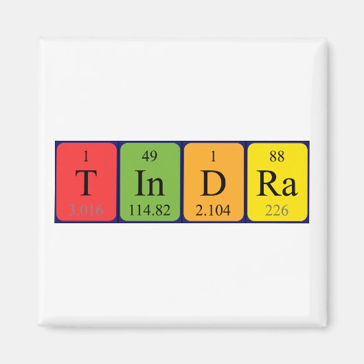 Tindra periodiek table name magnet (Voorkant)