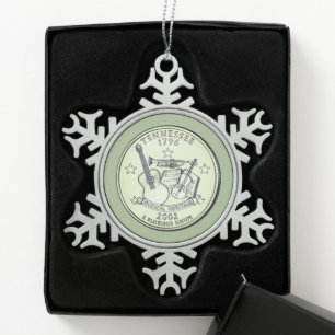 Tinessee State Quarter Tin Sneeuwvlok Ornament