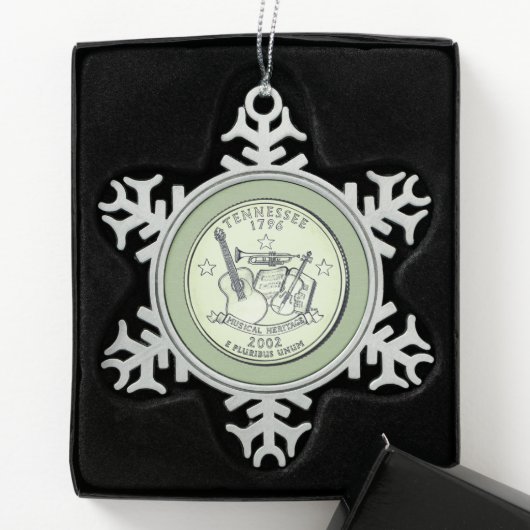 Tinessee State Quarter Tin Sneeuwvlok Ornament (Kistje)