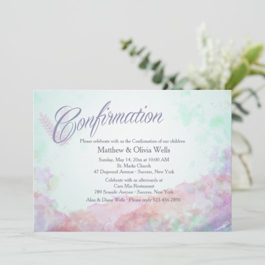 Tinge van Kleuren Bevestiging Uitnodiging (Staand voorkant)