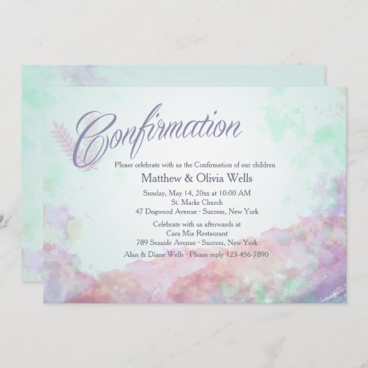 Tinge van Kleuren Bevestiging Uitnodiging (Voorkant / Achterkant)