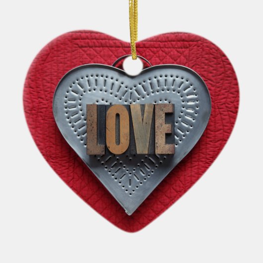 Tinhart liefde hartversiering keramisch ornament (Voorkant)
