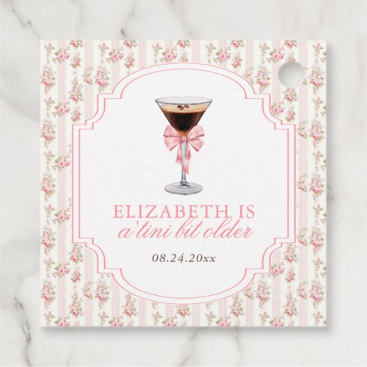 'Tini Beet Oudere Espresso Martini Coquette Verjaa Bedankjes Labels (Achterkant)