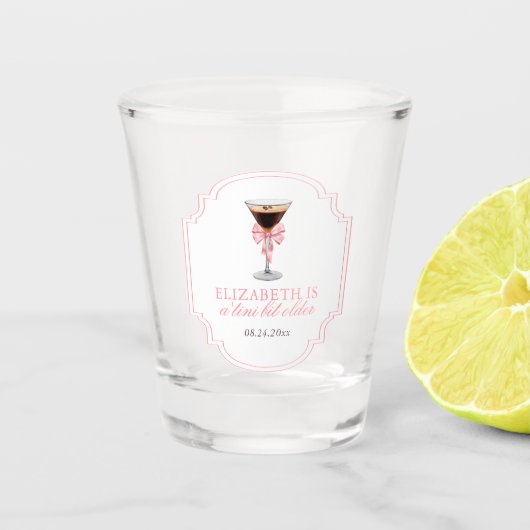 'Tini Beet Oudere Espresso Martini Coquette Verjaa Shot Glas (Voorkant)