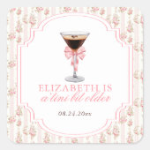 'Tini Beet Oudere Espresso Martini Coquette Verjaa Vierkante Sticker (Voorkant)