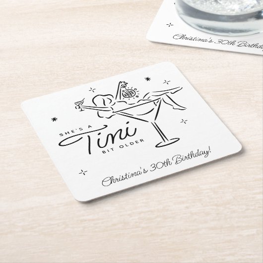 Tini beetje ouder grillige Martini verjaardag Kartonnen Onderzetters (Schuin)