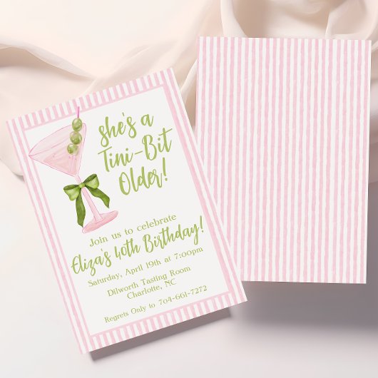 Tini Beetje ouder, Martini Roze & Groene Verjaarda Kaart