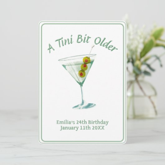 Tini beetje ouder - Olive Drink Theme Kaart (Staand voorkant)