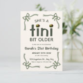 Tini beetje ouder vuile martini verjaardag uitnodi bedankkaart (Staand voorkant)