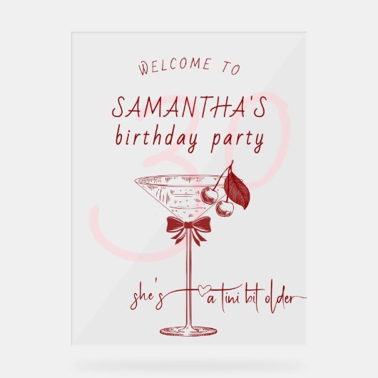Tini beetje oudere boog Cherry Martini Verjaardag  Acryl Bord (Voorkant)