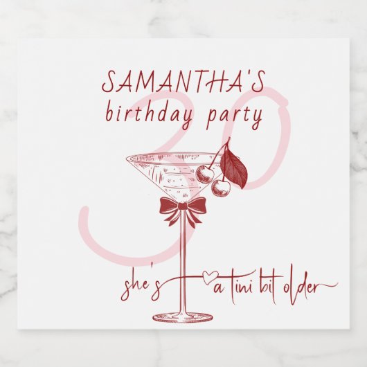 Tini beetje oudere boog Cherry Martini Verjaardag  Likeurfles Etiket (Enkel label)