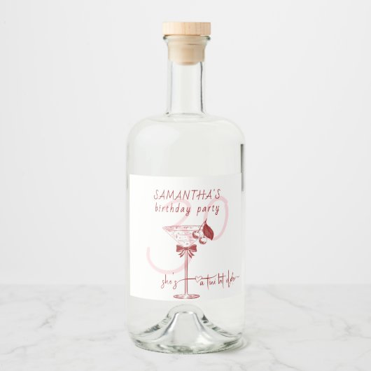 Tini beetje oudere boog Cherry Martini Verjaardag  Likeurfles Etiket (Voorkant)