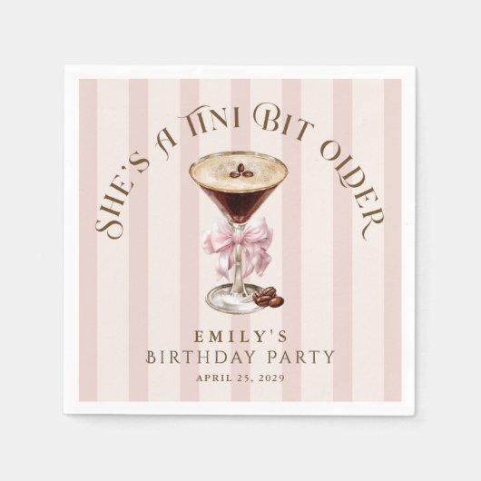 Tini beetje oudere espresso martini verjaardagsfee servet (Voorkant)