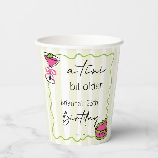 Tini beetje oudere handgetrokken retro verjaardag  papieren bekers (Achterkant)