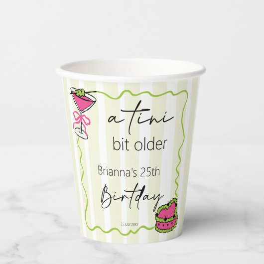 Tini beetje oudere handgetrokken retro verjaardag papieren bekers (Voorkant)