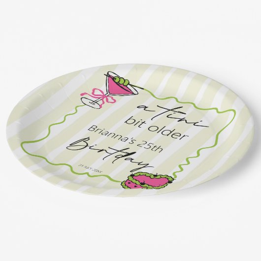 Tini beetje oudere handgetrokken retro verjaardag papieren bordje (Gekanteld)
