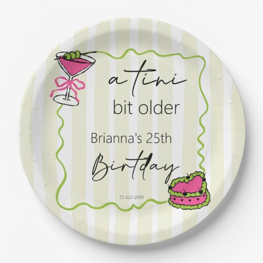 Tini beetje oudere handgetrokken retro verjaardag papieren bordje (Voorkant)