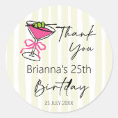 Tini beetje oudere handgetrokken retro verjaardag  ronde sticker (Voorkant)