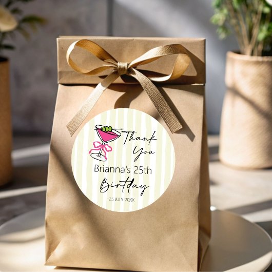 Tini beetje oudere handgetrokken retro verjaardag  ronde sticker