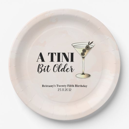 Tini beetje oudere Martini cocktail verjaardag Papieren Bordje (Voorkant)