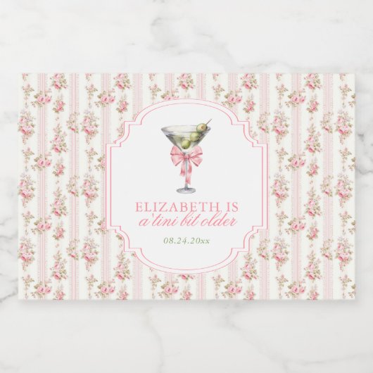 'Tini beetje oudere Martini Coquette verjaardag Likeurfles Etiket (Enkel label)