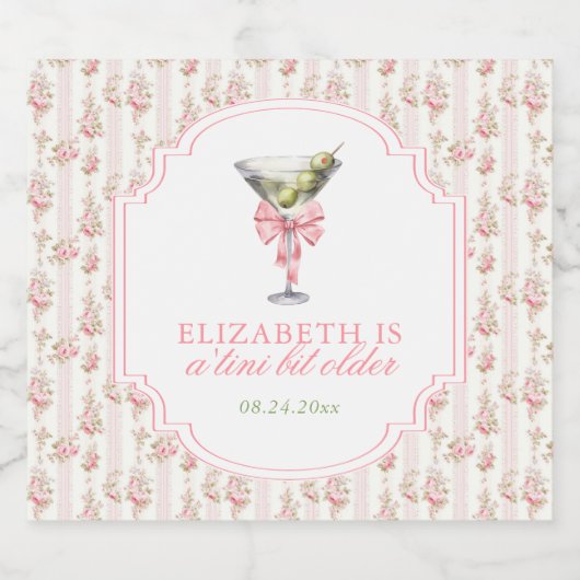 'Tini beetje oudere Martini Coquette verjaardag Likeurfles Etiket (Enkel label)