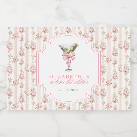 'Tini beetje oudere Martini Coquette verjaardag Sparkling Wijnetiket (Enkel label)