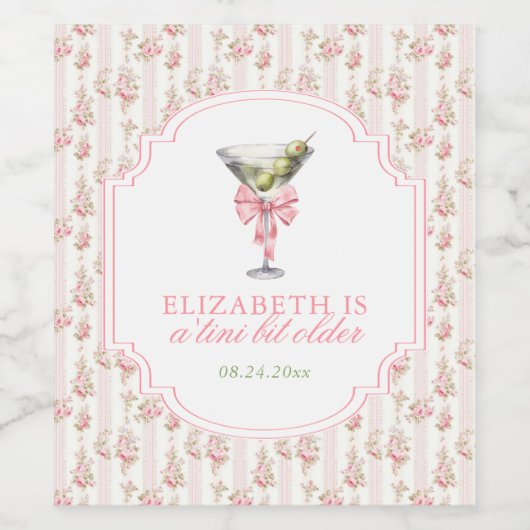 'Tini beetje oudere Martini Coquette verjaardag Wijn Etiket (Enkel label)