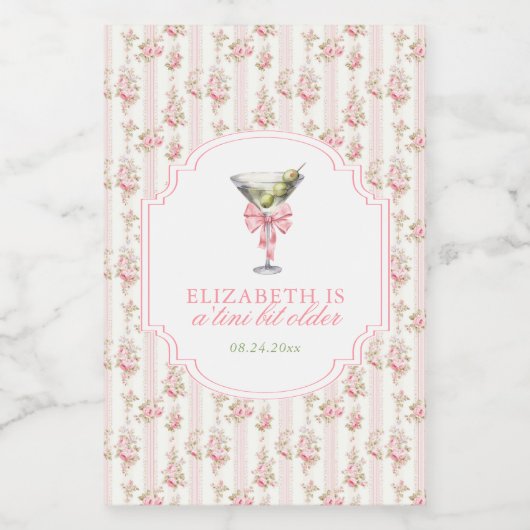 'Tini beetje oudere Martini Coquette verjaardag Wijn Etiket (Enkel label)