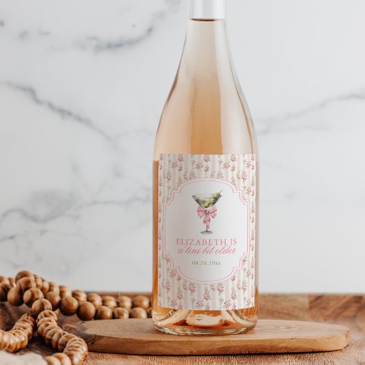 'Tini beetje oudere Martini Coquette verjaardag Wijn Etiket