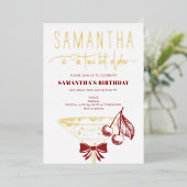 Tini beetje oudere moderne boog kersen Martini ver Folie Uitnodiging (Staand Voorkant)