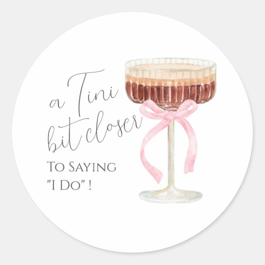 Tini Bit Closer Bruidsuitnodiging  Ronde Sticker (Voorkant)