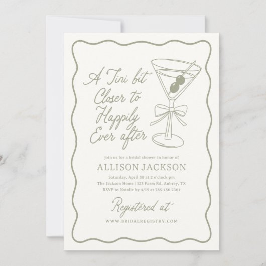Tini Bit Closer Martini Bridal Shower Kaart (Voorkant)