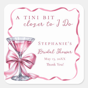 Tini Bit Closer to I Do Pink Martini Bruidsfeestje Vierkante Sticker