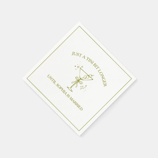 "Tini Bit Longer" Dirty Martini Olive Bachelorette Servet (Hoek)