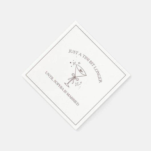 "Tini Bit Longer" Espresso Martini Bachelorette Servet (Hoek)